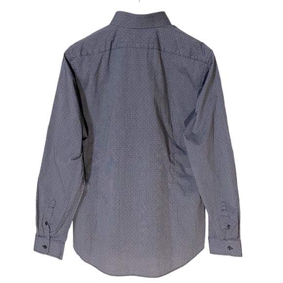 Express Men's Long Sleeve Fitted Shirt Blue Grey Small Print Size XL - Picture 7 of 10